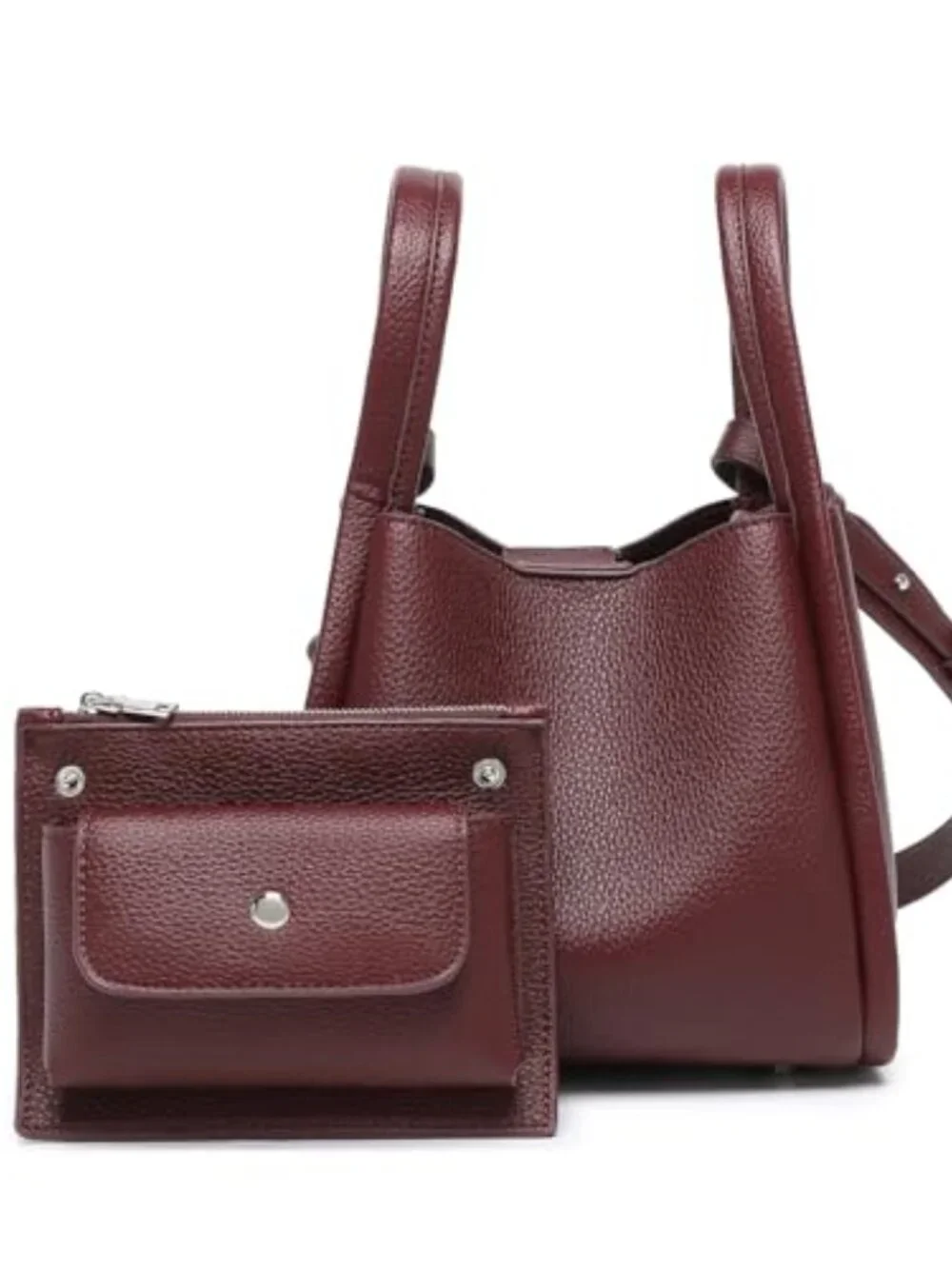 Mini Faux Leather Bucket Bag Crossbody Purse with Zipper Top Handle Adjustable